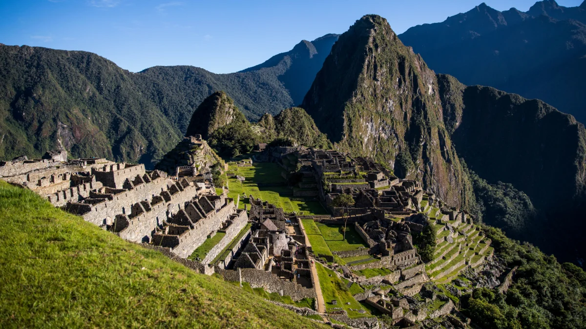 Machu Picchu citadel among the Andes mountains