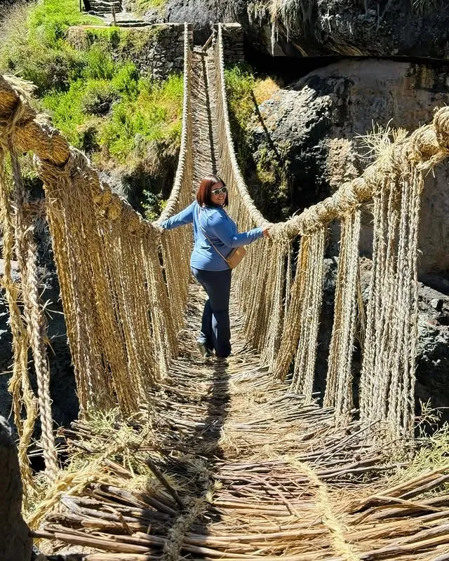 Crossing the Q'eswachaka Bridge