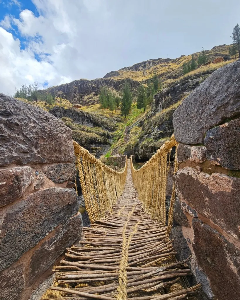 Entrance to the handwoven Q'eswachaka suspension bridge
